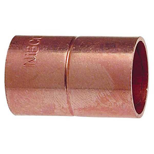 Coupling with Stop, Wrot Copper, 2