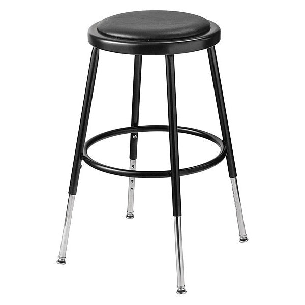 Adjustable Stool, Steel, Vinyl, Black, Number of Casters: 4