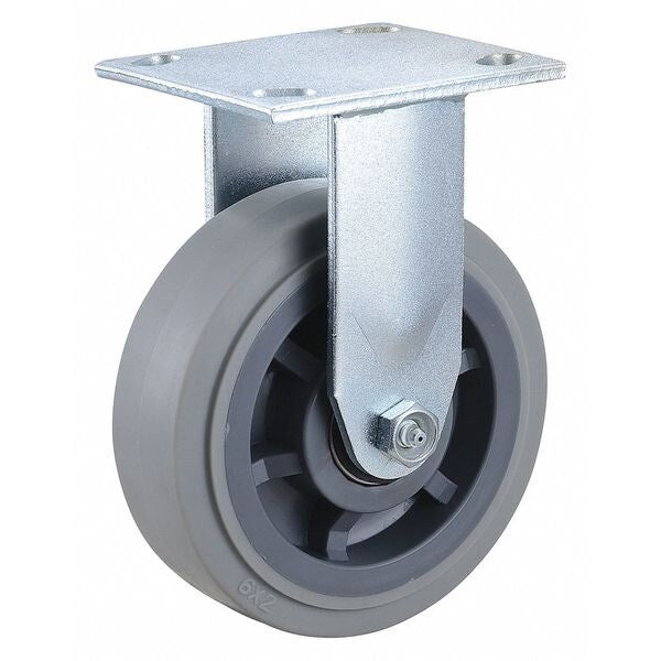 Rigid Plate Caster, TPR, 6 in., 600 lb.