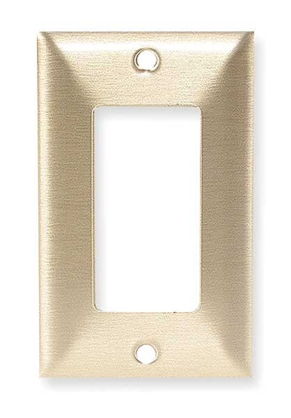 Rocker Wall Plates and Box Cover, Number of Gangs: 1 Brass, Brushed Finish, Brass