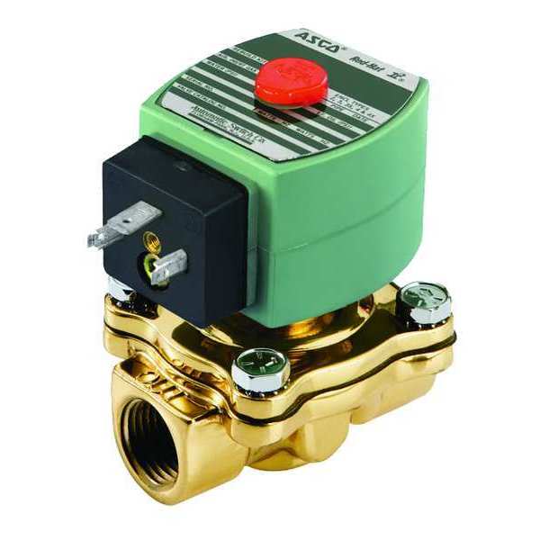 120V AC Brass Solenoid Valve, Normally Closed, 3/4 in Pipe Size