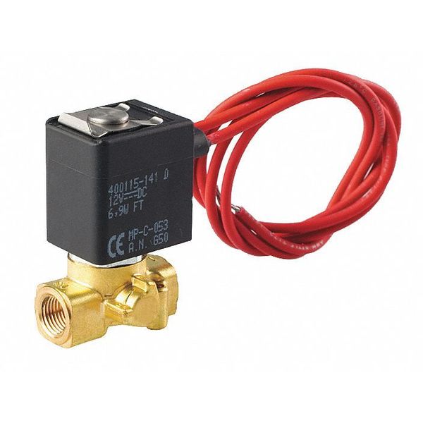 120V AC Brass Solenoid Valve, Normally Closed, 1/8 in Pipe Size