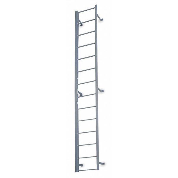 12 ft 3 in Fixed Ladder, Steel, 13 Steps, Side Step Exit, Powder Coated Finish