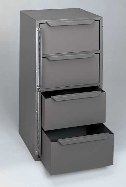 Storage Cabinet, Truck or Van, 24 1/2 in H, 12 5/8 in W, 12 1/8 in D, 4 Drawers, Steel, Gray