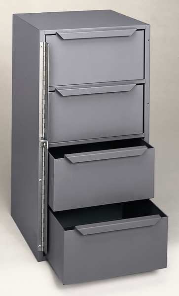 Storage Cabinet, Truck or Van, 24 1/2 in H, 12 5/8 in W, 12 1/8 in D, 4 Drawers, Steel, Gray