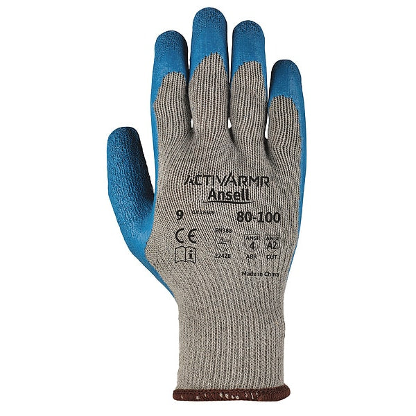 ActivArmr Coated Gloves, Abrasion, A2 Cut Level, Natural Rubber Latex Coating, Grip, XL, 1 Pair