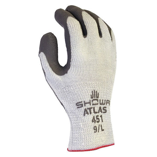 Natural Rubber Latex Coated Gloves, Palm Coverage, Gray, XL, PR