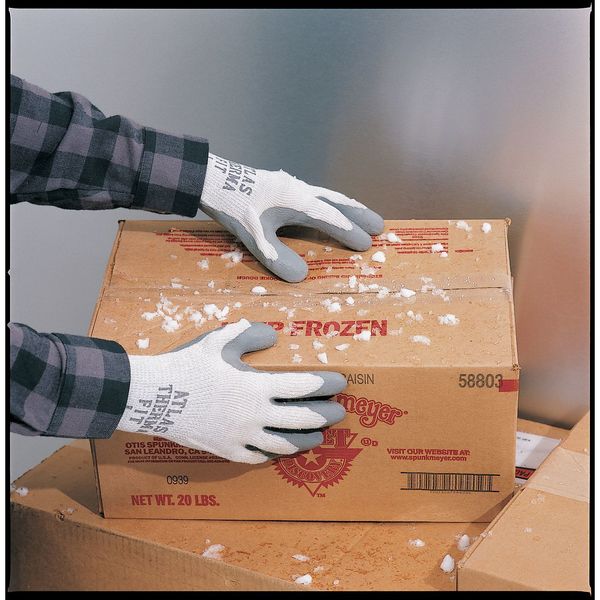 Natural Rubber Latex Coated Gloves, Palm Coverage, Gray, XL, PR