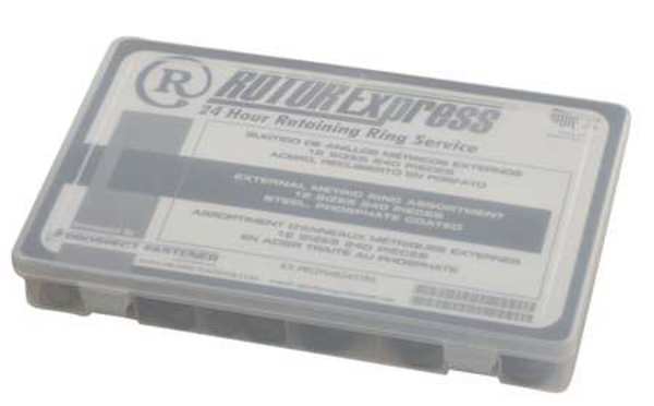 External Retaining Ring Assortment, Carbon Steel, Phosphate Finish, 12 Sizes