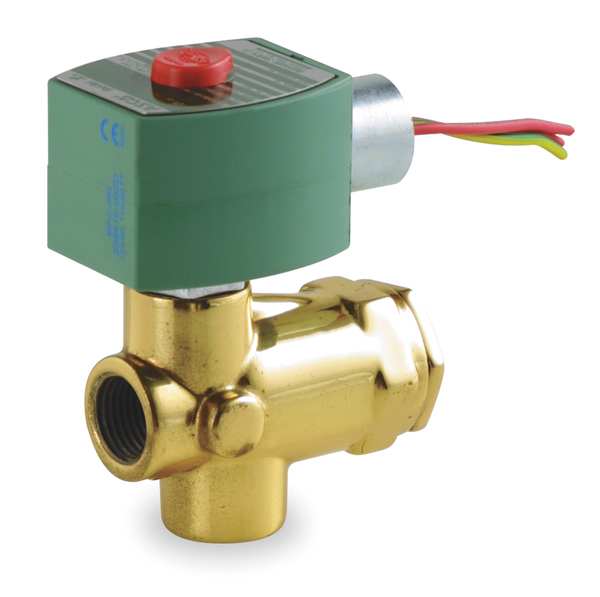 120V AC Brass Solenoid Valve, Normally Closed, 1/2 in Pipe Size