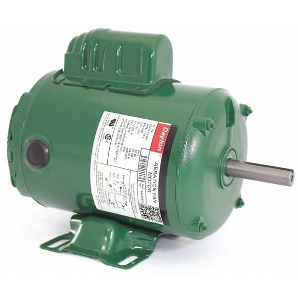 Capacitor-Start Aeration Fan Motor, 3/4 HP, 115/230V AC Voltage, 56Z Frame, 3,450 Nameplate RPM