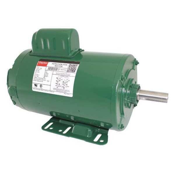 Capacitor-Start Aeration Fan Motor, 2 HP, 115/230V AC Voltage, 143TZ Frame, 3,450 Nameplate RPM