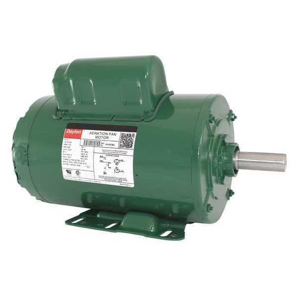 Capacitor-Start Aeration Fan Motor, 3 HP, 230V AC Voltage, 145TZ Frame, 3,450 Nameplate RPM