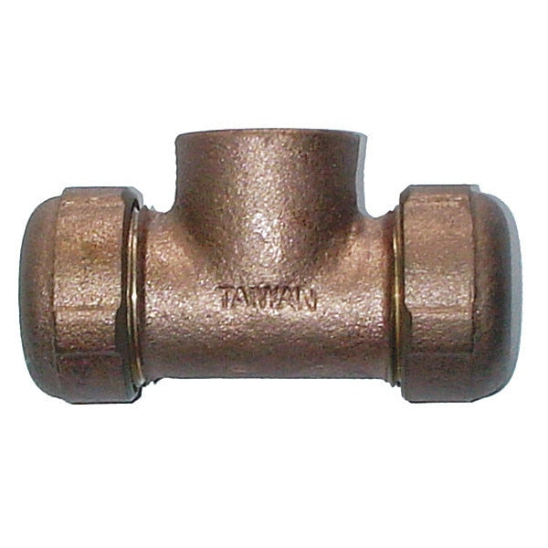 Compression Tee, 1/2 In, FNPT, Brass
