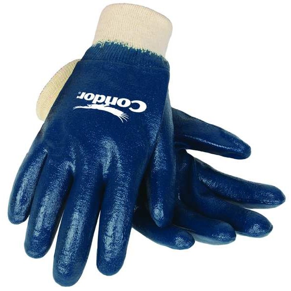Nitrile Coated Gloves, Full Coverage, Natural/Blue, XL, PR