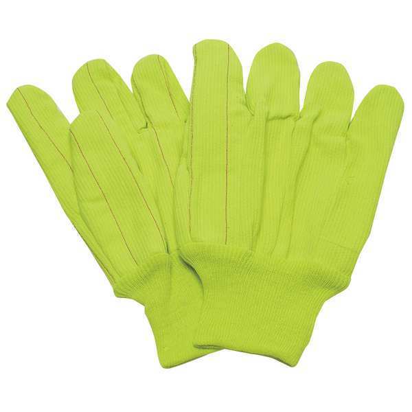 Canvas Gloves, Cotton, L, High Visibility Yellow, PR