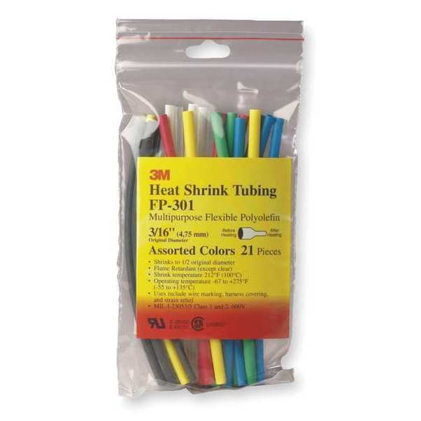 Shrink Tubing, 0.375in ID, Colors, 6in, PK14