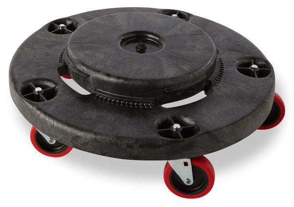Quiet Container Dolly for BRUTE 20-55 gal Containers 250 lb Load Capacity, 5 Swivel Casters, Black