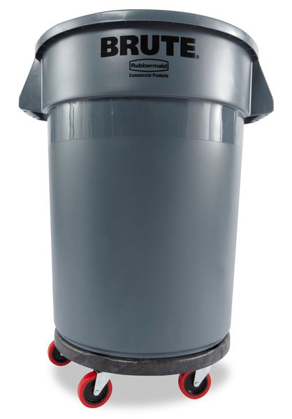 Quiet Container Dolly for BRUTE 20-55 gal Containers 250 lb Load Capacity, 5 Swivel Casters, Black