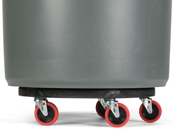 Quiet Container Dolly for BRUTE 20-55 gal Containers 250 lb Load Capacity, 5 Swivel Casters, Black