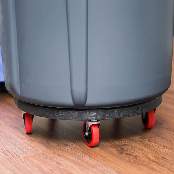 Quiet Container Dolly for BRUTE 20-55 gal Containers 250 lb Load Capacity, 5 Swivel Casters, Black