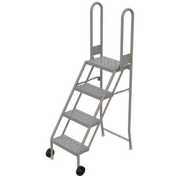 64 in H Steel Tilt and Roll Ladder, 4 Steps
