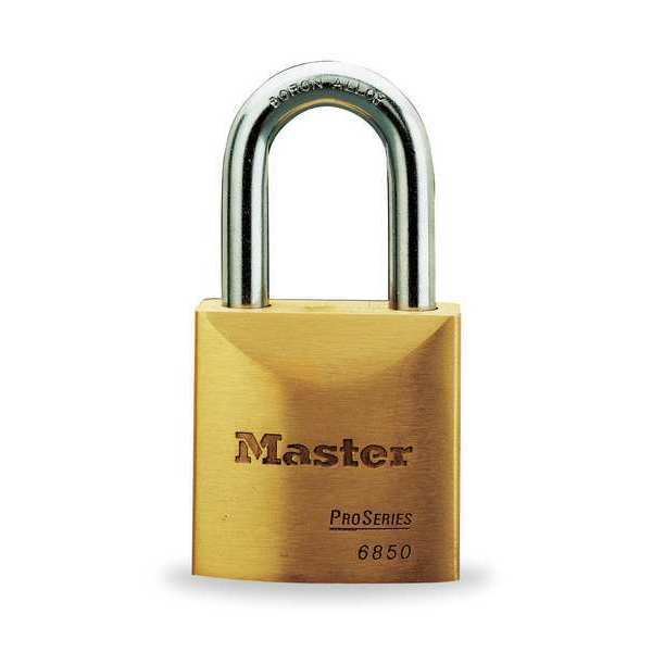Padlock, Keyed Alike, Long Shackle, Rectangular Brass Body, Boron Shackle, 29/32 in W