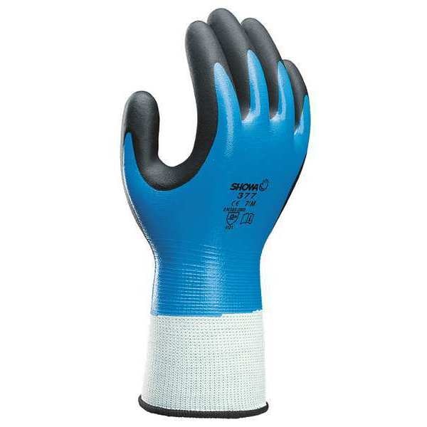 Foam Nitrile Coated Gloves, Full Coverage, Black/Blue, S, PR