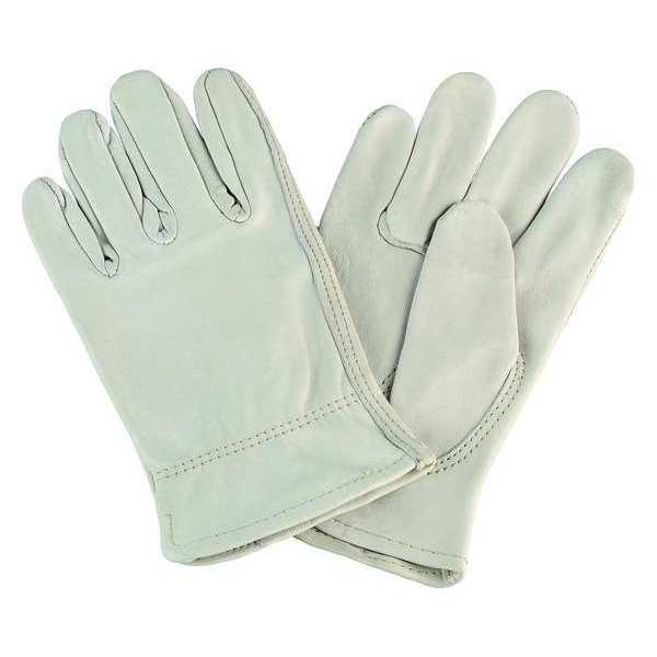 Cowhide Drivers Gloves, Shirred Wrist Cuff, Off White, Size XL