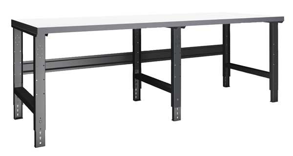 Bolted Plastic Top Work Bench with Adjustable Legs, Laminate, 96