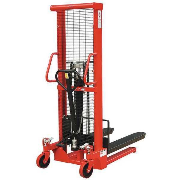 Manual Fork-Over Stacker, Manual, 3,000 lb Load Capacity, Foot Pump Lift Control