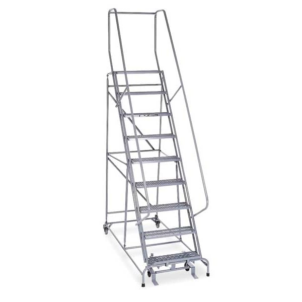 120 in H Steel Rolling Ladder, 9 Steps