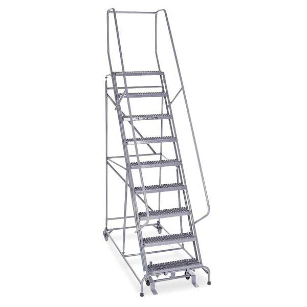 120 in H Steel Rolling Ladder, 9 Steps