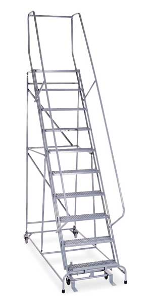 130 in H Steel Rolling Ladder, 10 Steps