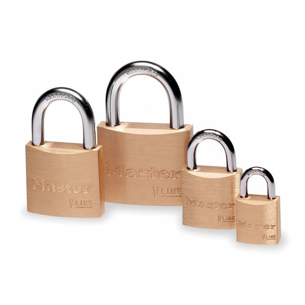 Padlock, Keyed Alike, Standard Shackle, Rectangular Brass Body, Steel Shackle, 9/16 in W