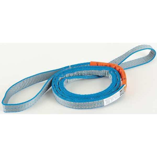 Web Sling, Flat Eye and Eye, 6 ft L, 1 in W, Tuff-Edge Polyester, Silver