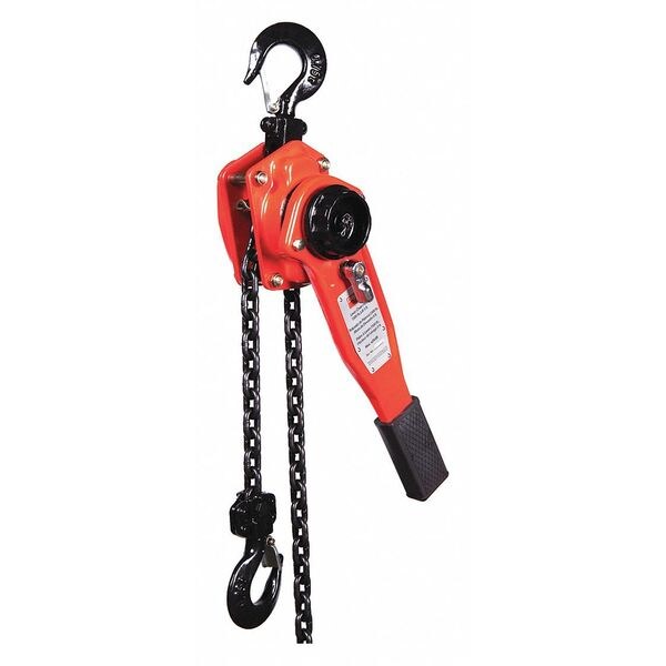 Lever Chain Hoist, 1,500 lb Load Capacity, 5 ft Hoist Lift, 29/32 in Hook Opening