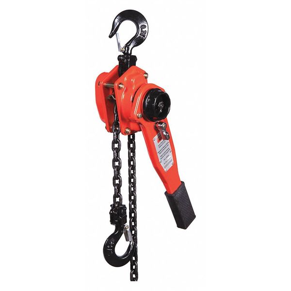 Lever Chain Hoist, 1,500 lb Load Capacity, 20 ft Hoist Lift, 29/32 in Hook Opening