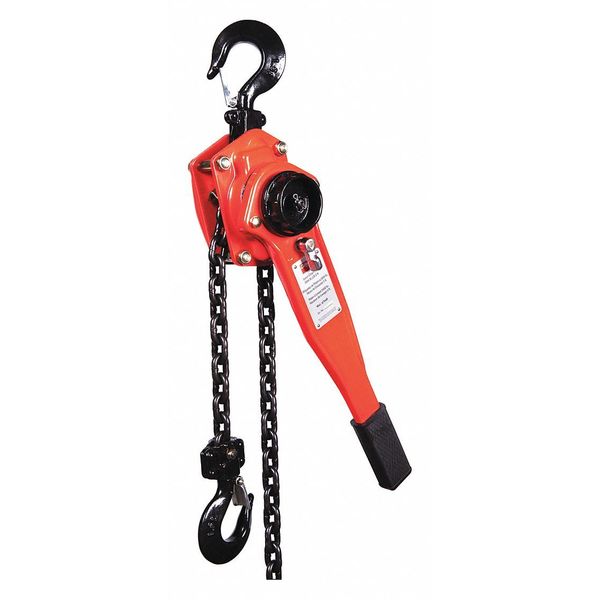 Lever Chain Hoist, 3,000 lb Load Capacity, 5 ft Hoist Lift, 1 7/64 in Hook Opening
