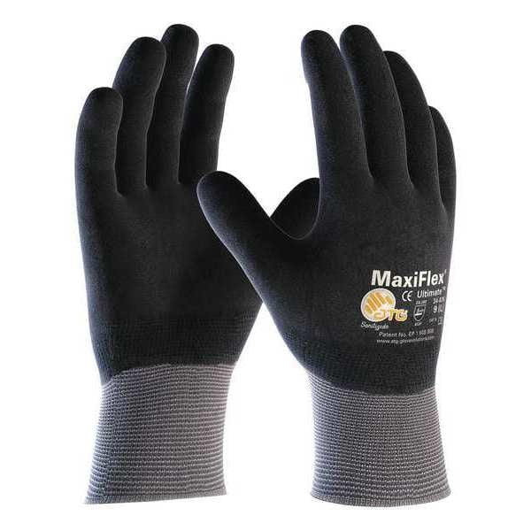 Foam Nitrile Coated Gloves, Full Coverage, Black/Gray, 2XL, 12PK