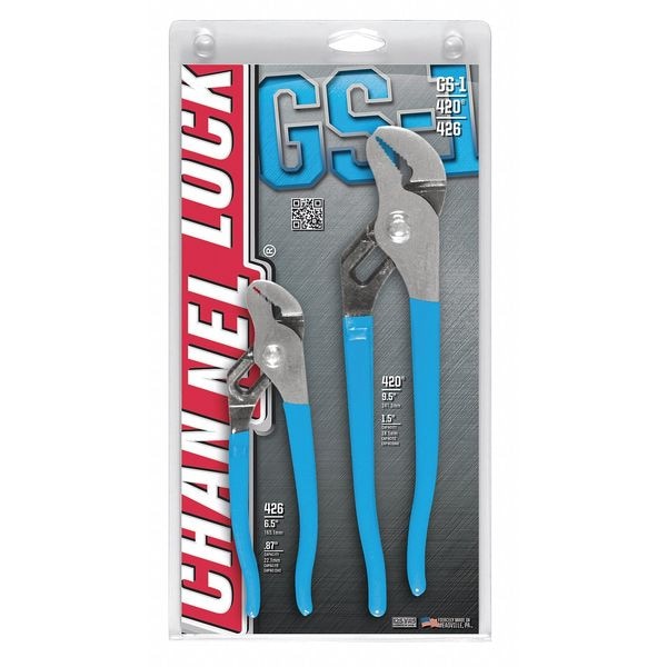 2 Piece Plastic Grip Tongue and Groove Plier Set Dipped Handle