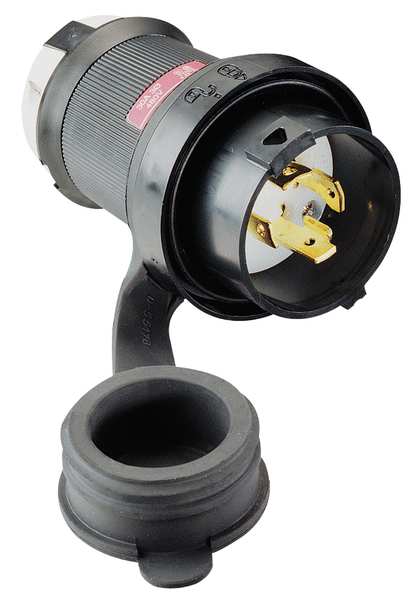 30A Watertight Twist-Lock Plug 3P 4W 480VAC L16-30P BK/WT
