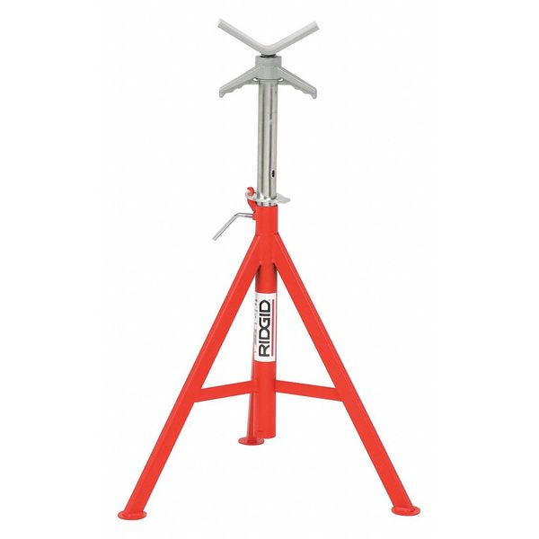 V-Head Pipe Stand, 2,500 lb Max Load Capacity, Adj Leg, 52 in Max Ht, 28 in Min Ht, 1/8 to 12 In