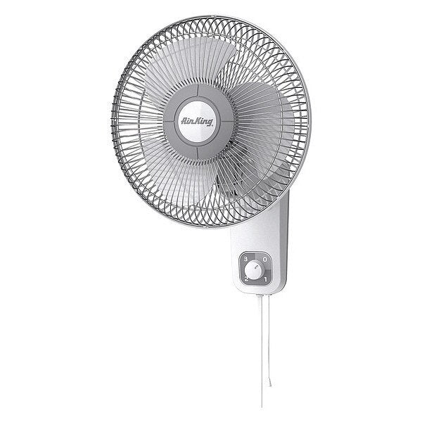Wall Mount Fan, 12 in Oscillating, 3 Speeds, 120VAC, White