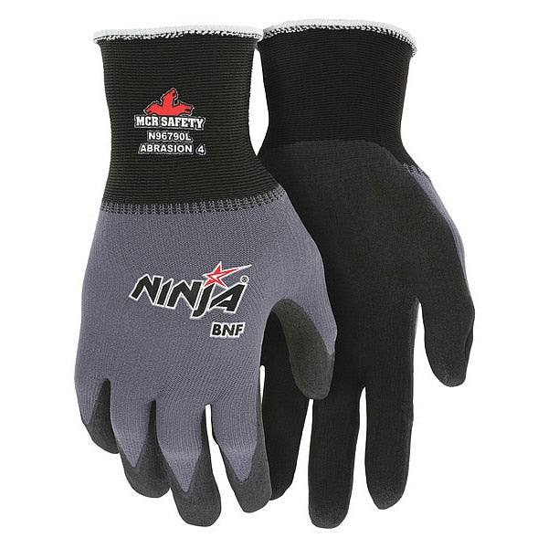 Foam Nitrile Coated Gloves, Palm Coverage, Black/Gray, S, PR