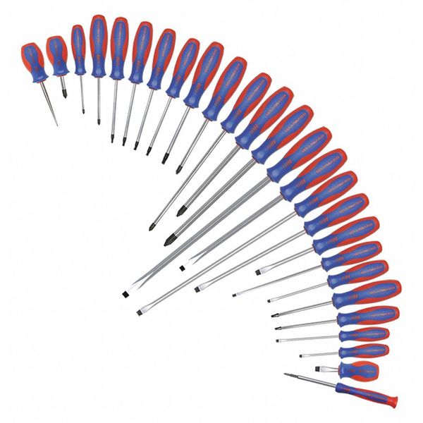 Magnetized Tip Screwdriver Set, Phillips/Slotted/Square/Torx Tip, Ergonomic Grip, 26-Piece