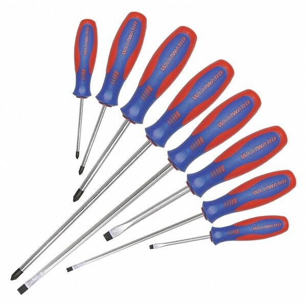 Magnetized Tip Screwdriver Set, Phillips/Slotted Tip, Ergonomic Grip, 8-Piece