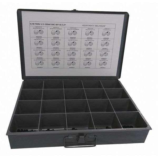 Set Screw Assortment, Alloy Steel, Plain Finish