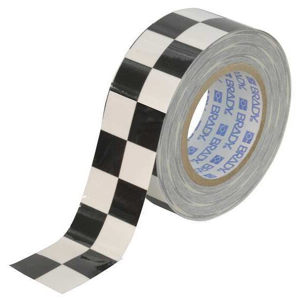 Aisle Marking Tape, 2In W, 100Ft L, Blk/Wht