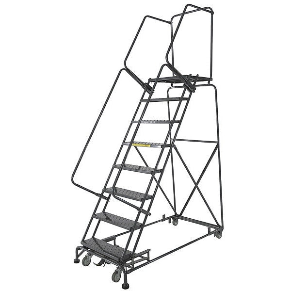 113 in H Steel Rolling Ladder, 8 Steps